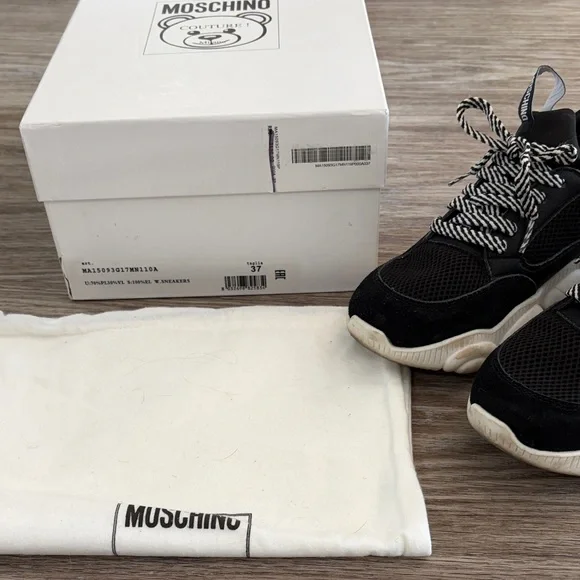 MOSCHINO - “AUTHENTIC” Black and White Sneakers - Picture 1 of 6